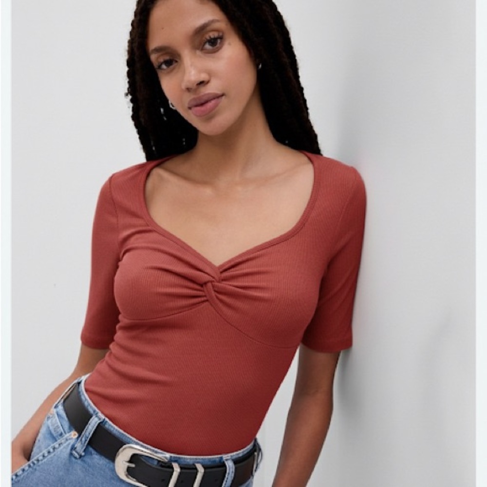 NWT GAP Modern Twist Front Sweetheart Tshirt XL Tall in Dry Rose Pink